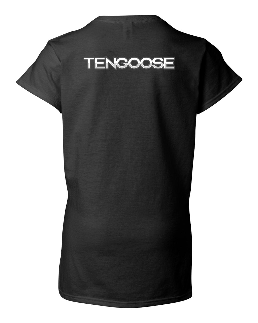 Womens V Neck T shirt 3-D logo Black