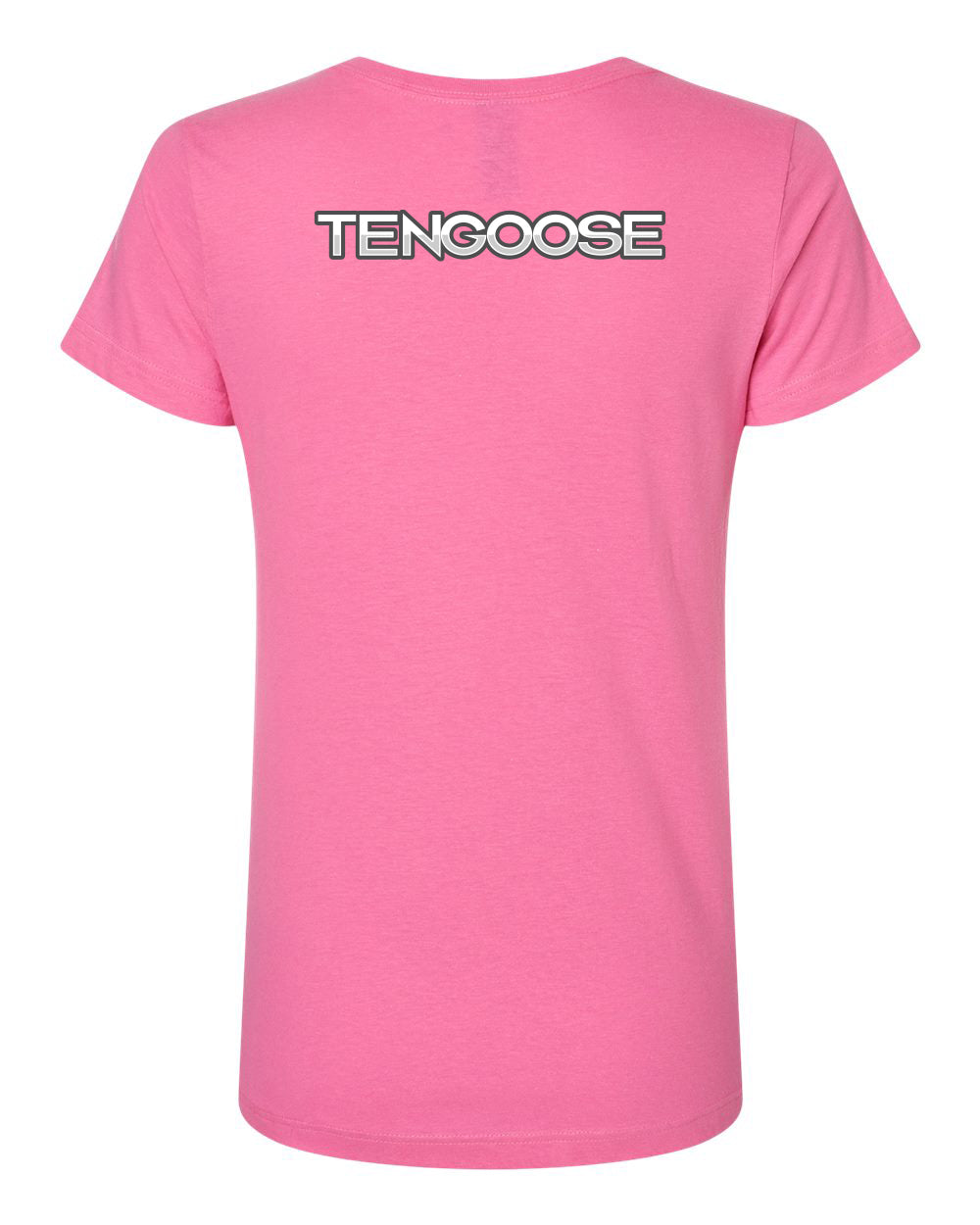 Womens V Neck T shirt 3-D logo Pink